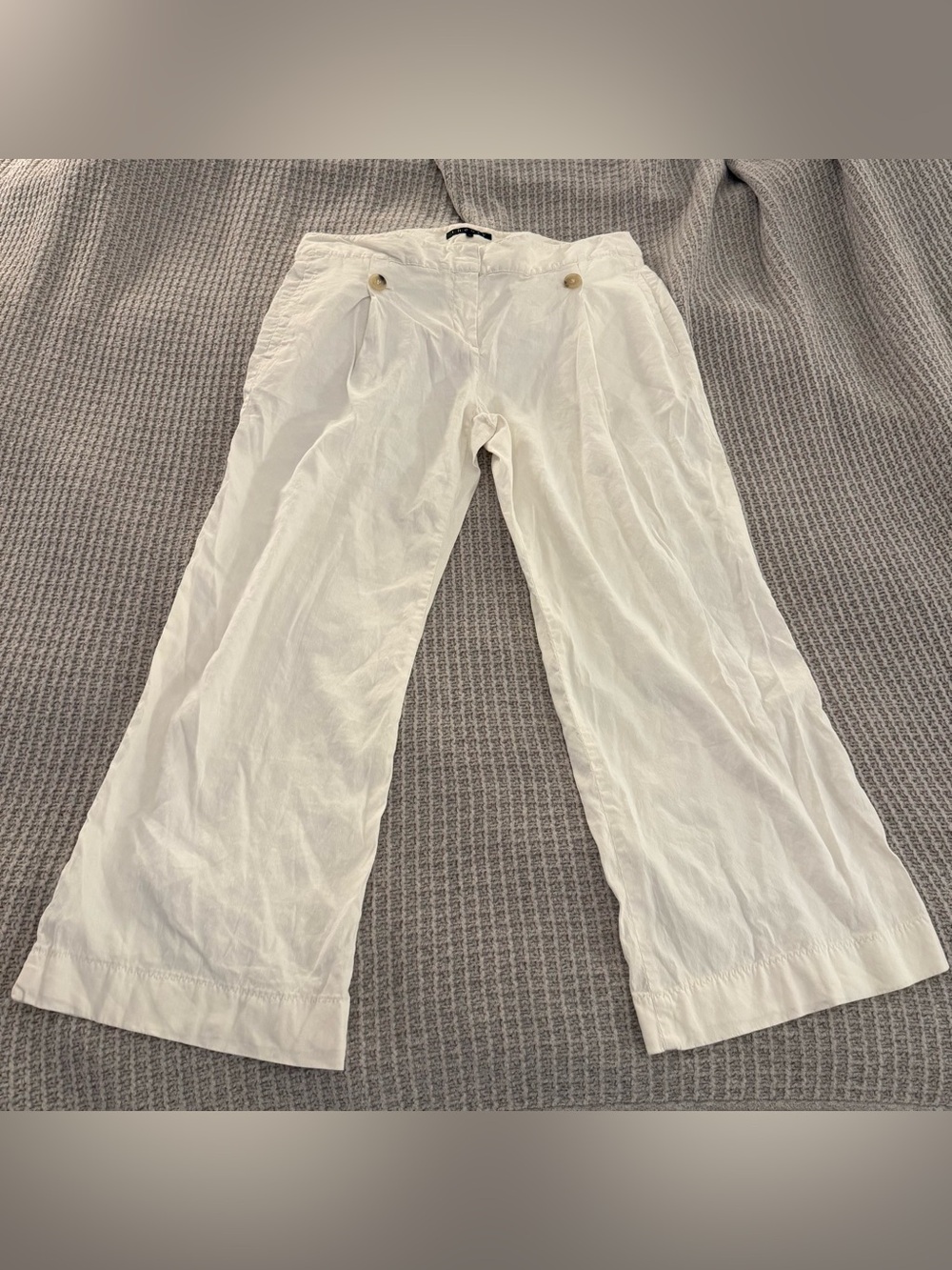 Theory Wide Leg Crop Linen Pants